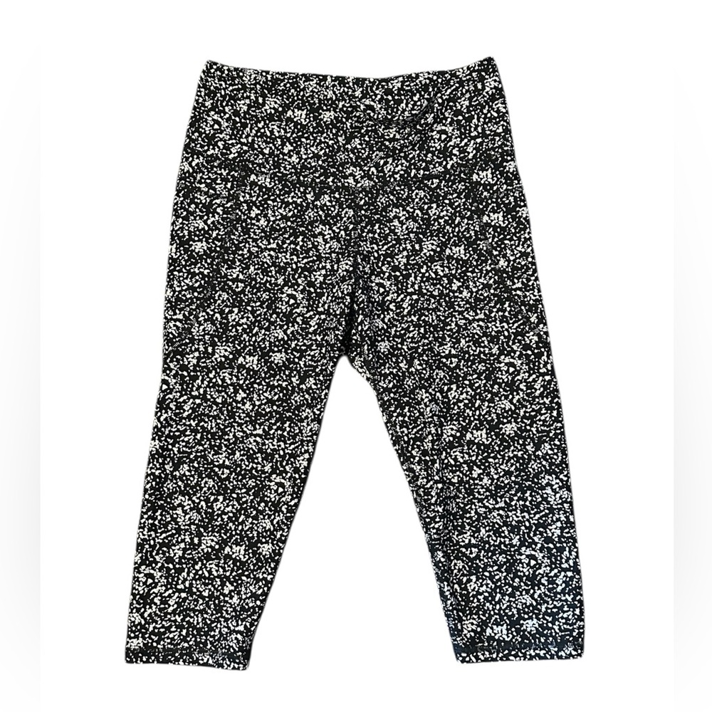 Old Navy Active Powersoft Black and White Knee Length Leggings, Size: Large